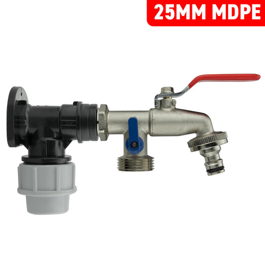 25mm MDPE Wall Flange with Double Lever Tap