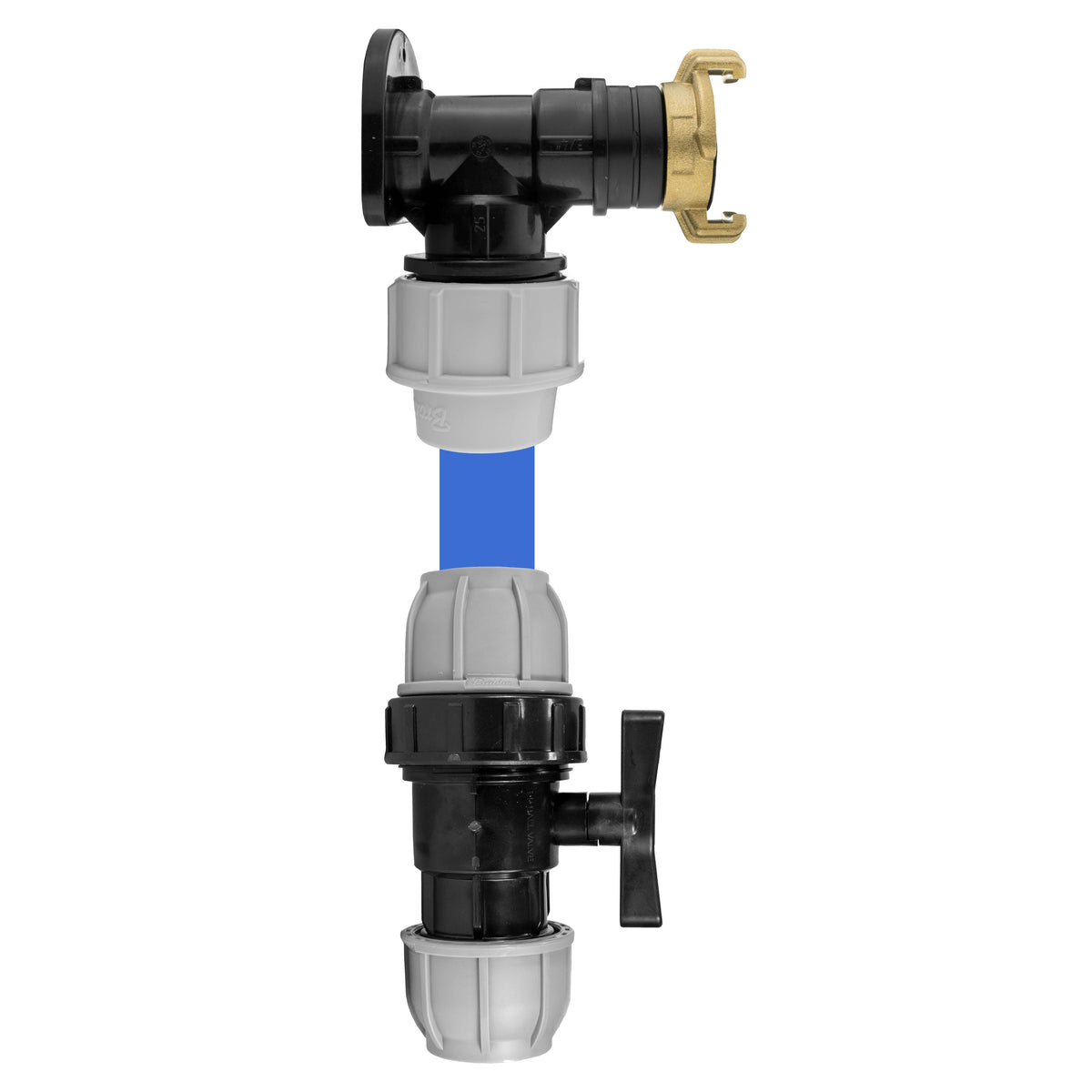 25mm MDPE Wall Kit – Claw Outlet & Separate MDPE Valve