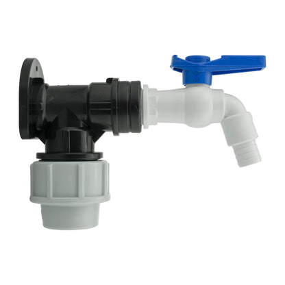 32mm MDPE Wall Kit – White Tap, ½″ Hose Barb