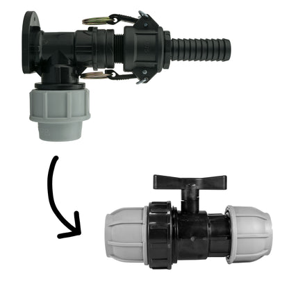 32mm MDPE Wall Kit – ¾″ Camlock B+E & Separate Valve