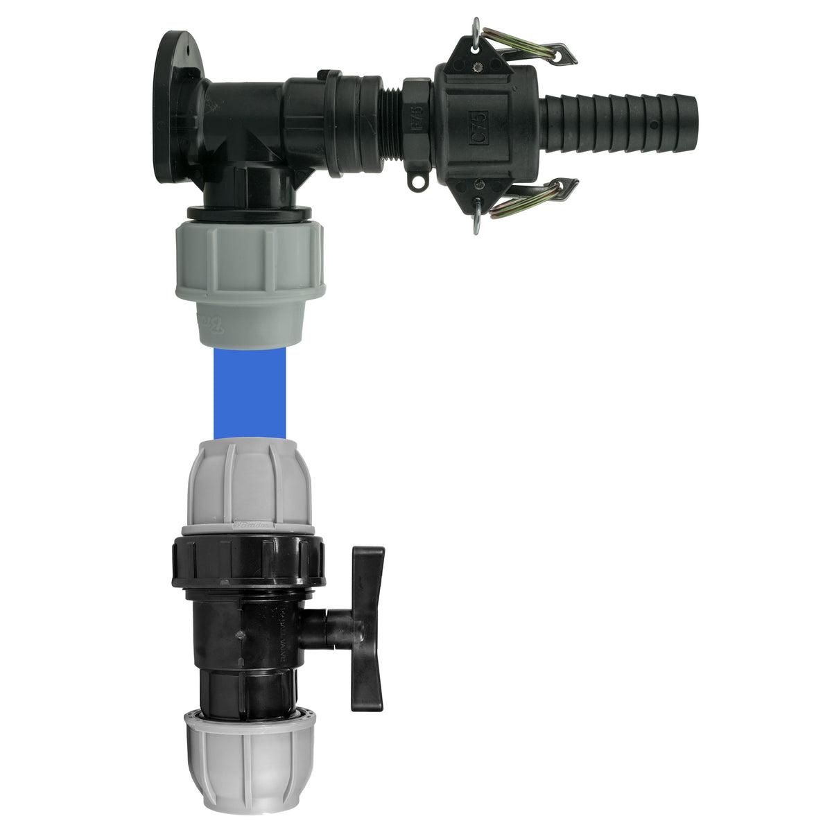 25mm MDPE Wall Kit – ¾″ Camlock F+C & Separate Valve