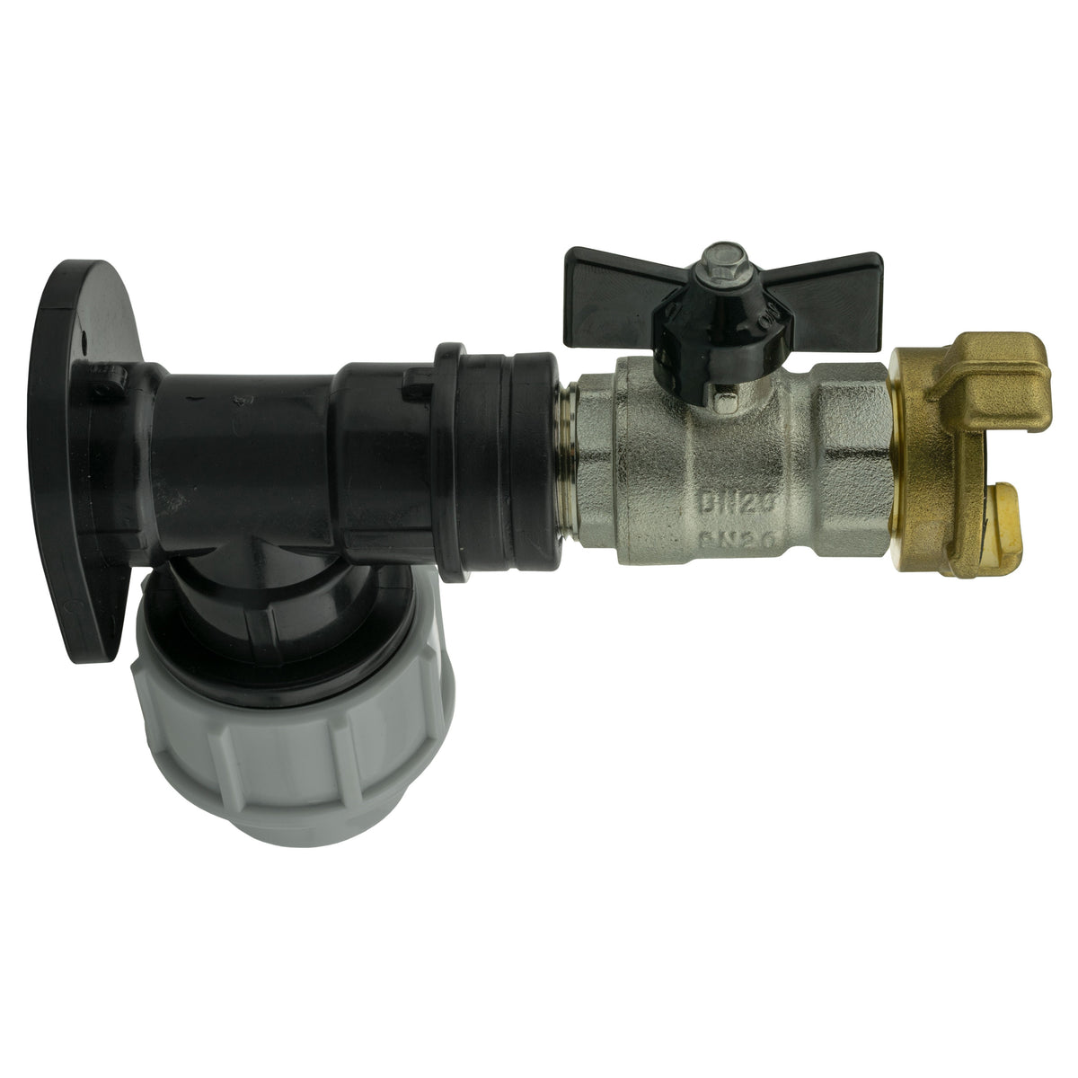 25mm MDPE Wall Kit – Butterfly Valve & Claw Outlet