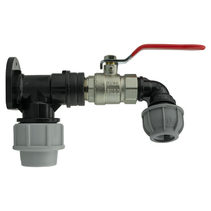 32mm MDPE Wall Kit – Valve & 20mm MDPE Elbow