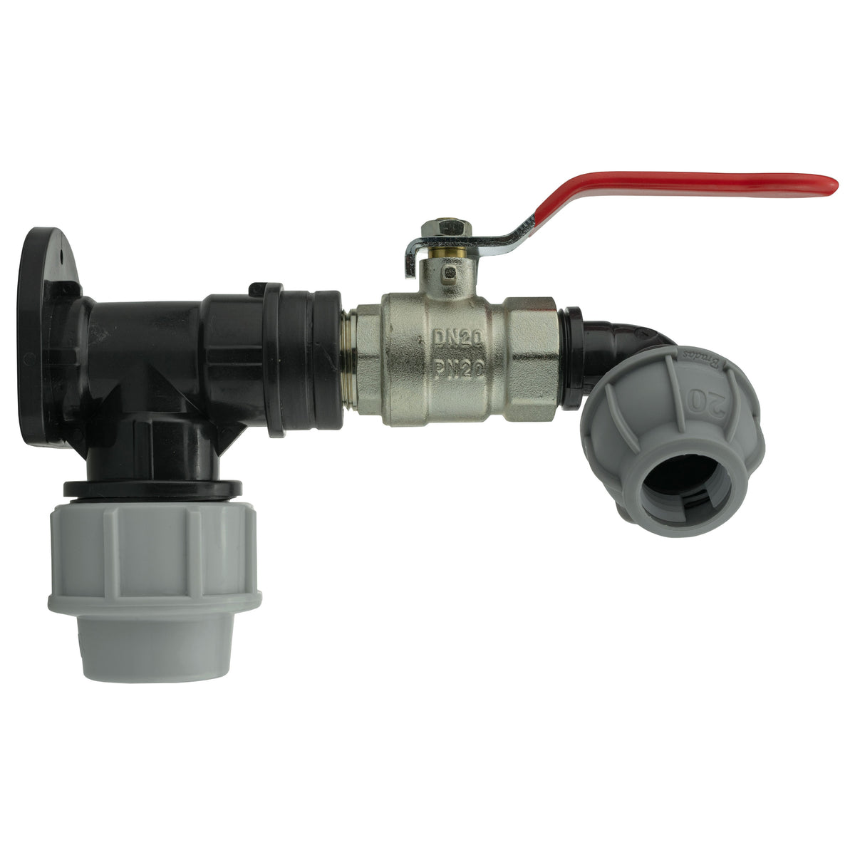 25mm MDPE Wall Kit – Lever Valve & 20mm MDPE Elbow
