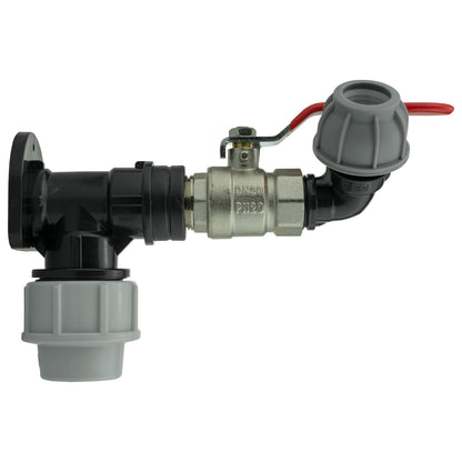 25mm MDPE Wall Kit – Lever Valve & 20mm MDPE Elbow