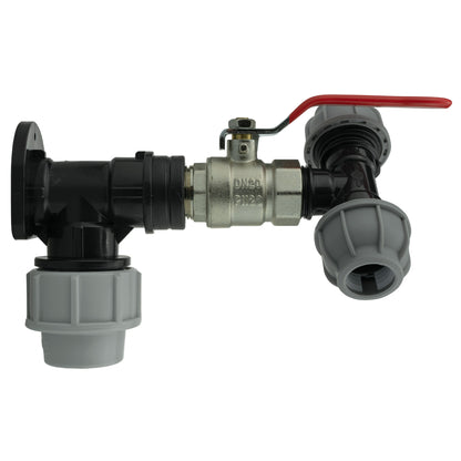 25mm MDPE Wall Kit – Lever Valve & 20mm MDPE Tee