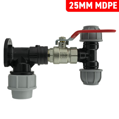 25mm MDPE Wall Kit – Lever Valve & 20mm MDPE Tee