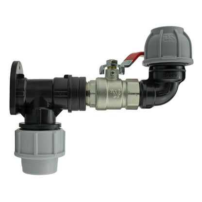 32mm MDPE Wall Kit – Valve & 25mm MDPE Elbow