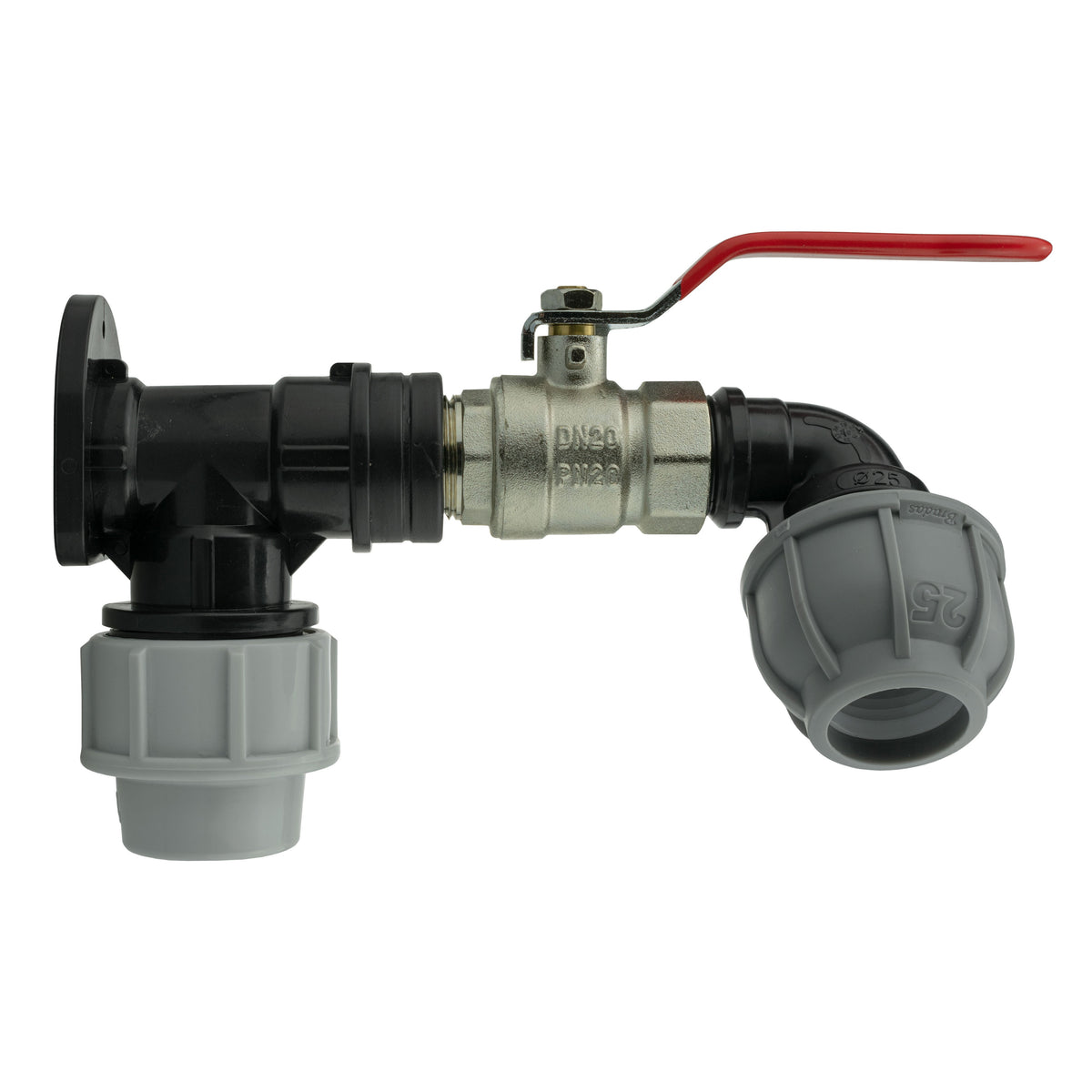 32mm MDPE Wall Kit – Valve & 25mm MDPE Elbow