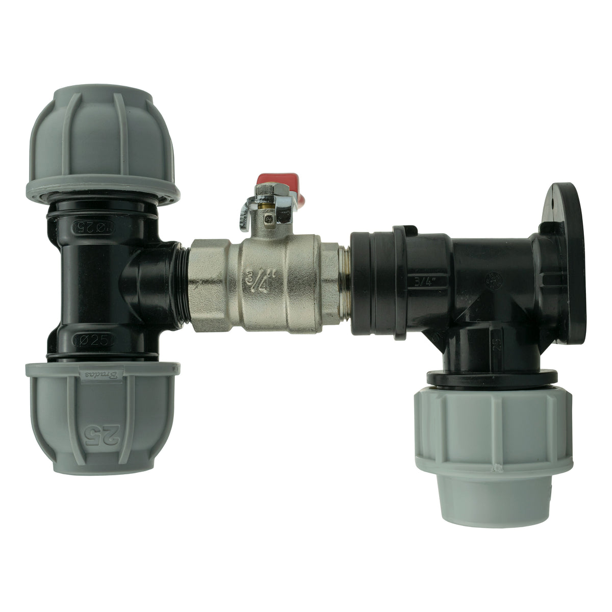 25mm MDPE Wall Kit – Lever Valve & 25mm MDPE Tee