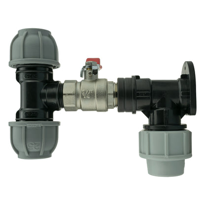 25mm MDPE Wall Kit – Lever Valve & 25mm MDPE Tee