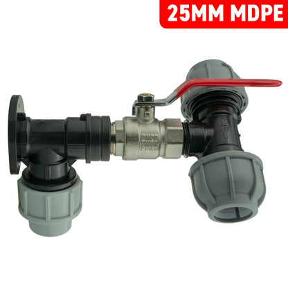 25mm MDPE Wall Kit – Lever Valve & 25mm MDPE Tee