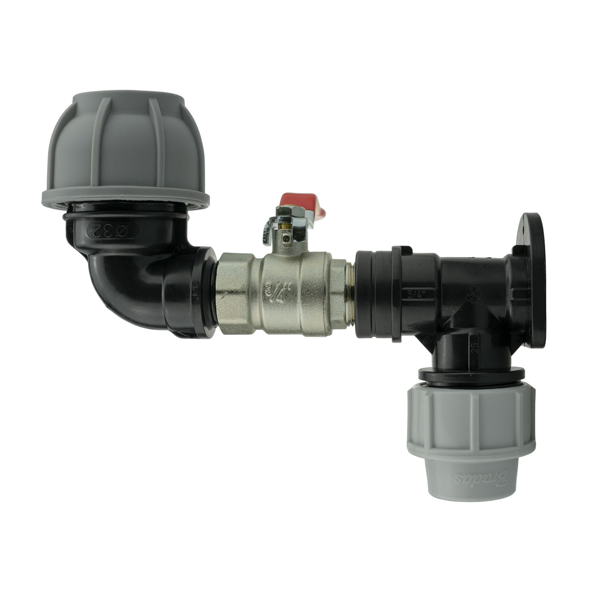 25mm MDPE Wall Kit – Lever Valve & 32mm MDPE Elbow