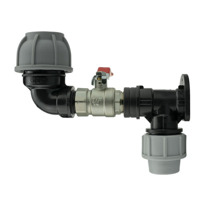 25mm MDPE Wall Kit – Lever Valve & 32mm MDPE Elbow