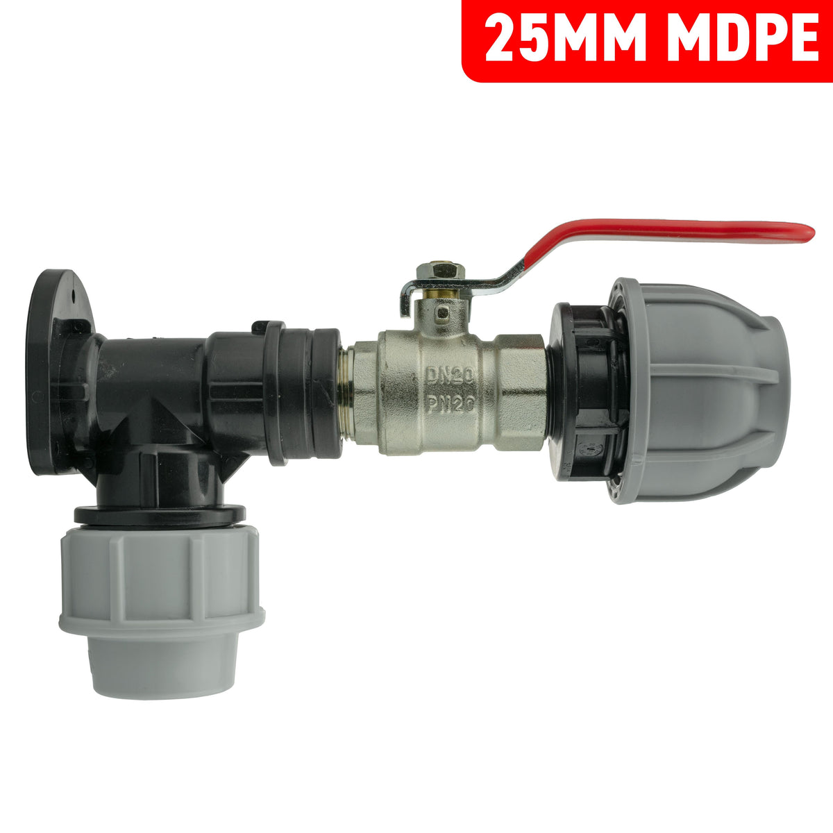 25mm MDPE Wall Kit – Lever Valve & 32mm MDPE Straight