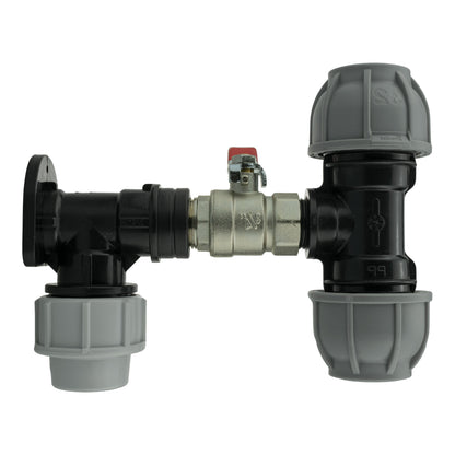 25mm MDPE Wall Kit – Lever Valve & 32mm MDPE Tee