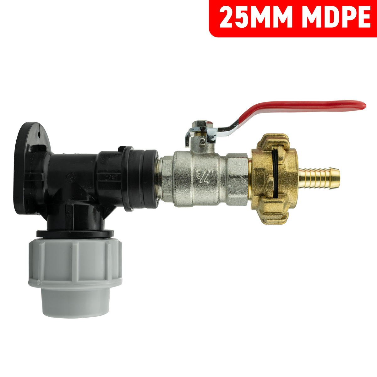 25mm MDPE Wall Kit – Lever Valve & 13mm Claw Hose Tail