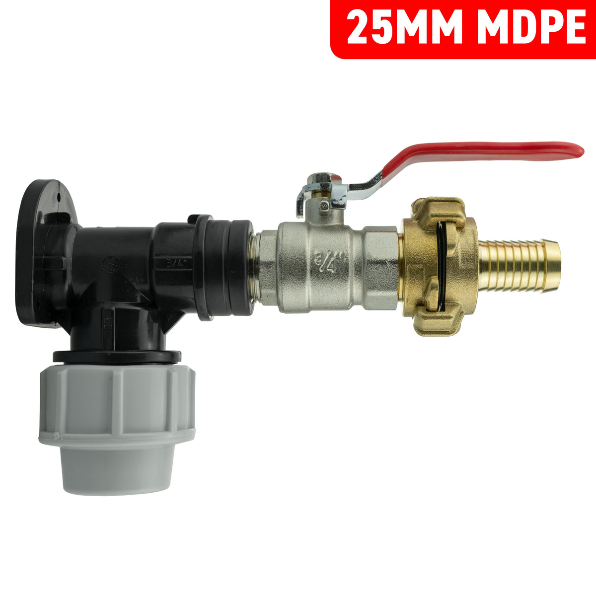 25mm MDPE Wall Kit – Lever Valve & 19mm Claw Hose Tail