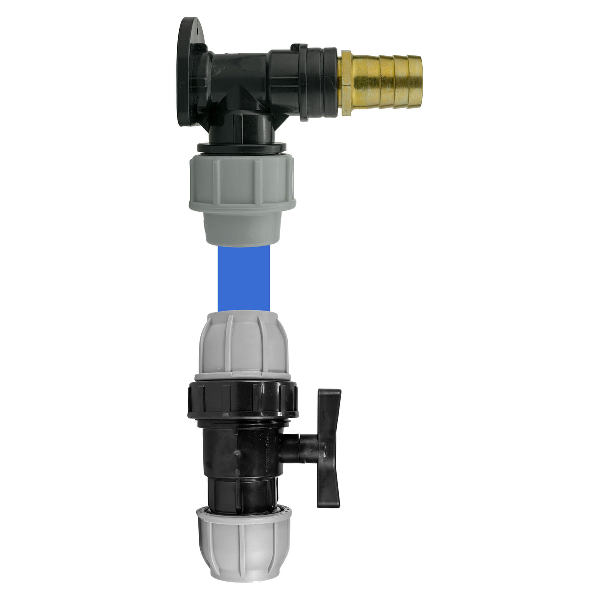 25mm MDPE Wall Kit – 25mm Barb & Separate MDPE Valve