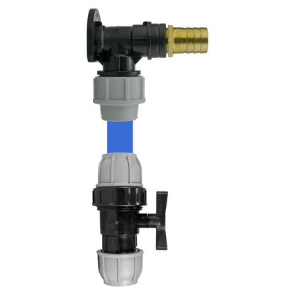 32mm MDPE Wall Kit – 25mm Brass Barb & Separate Valve