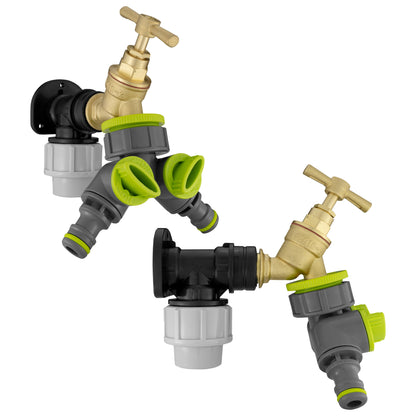 32mm MDPE Wall Kit – Brass Tap & Two-Way Splitter
