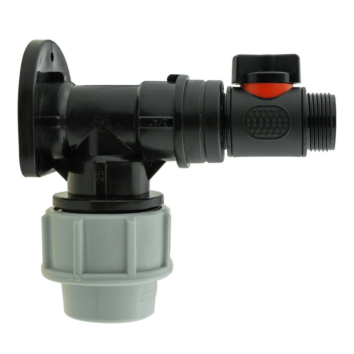 25mm MDPE Wall Kit – Inline Valve, ¾″ BSP Outlet