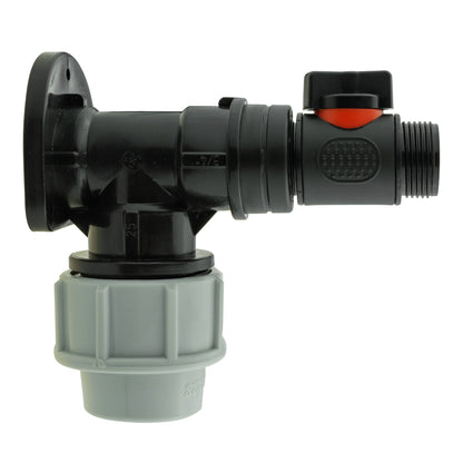 25mm MDPE Wall Kit – Inline Valve, ¾″ BSP Outlet
