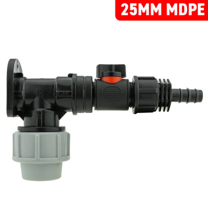 25mm MDPE Wall Kit – Valve & 16mm Irrigation Barb