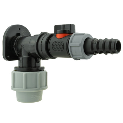 32mm MDPE Wall Kit – In-Line Valve & 20mm Irrigation Barb