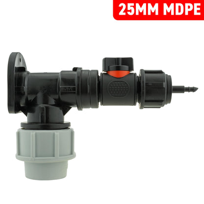 25mm MDPE Wall Kit – Valve & 4mm Micro-Tube Barb