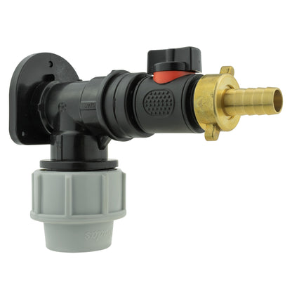 32mm MDPE Wall Kit – In-Line Valve & 13mm Brass Barb