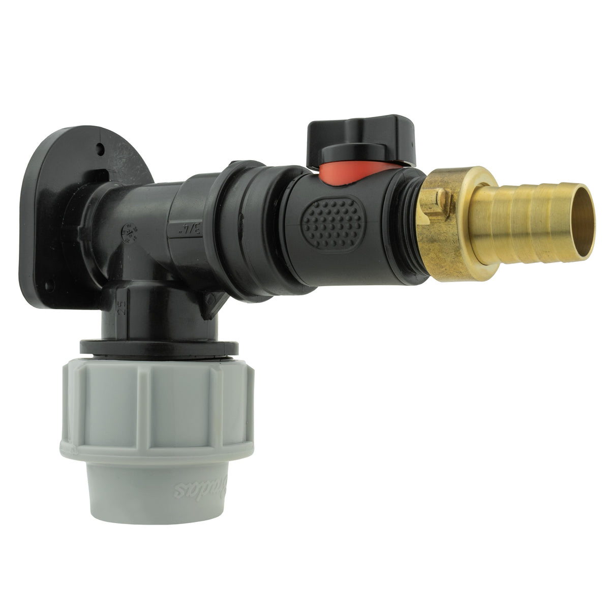 32mm MDPE Wall Kit – In-Line Valve & 19mm Brass Barb