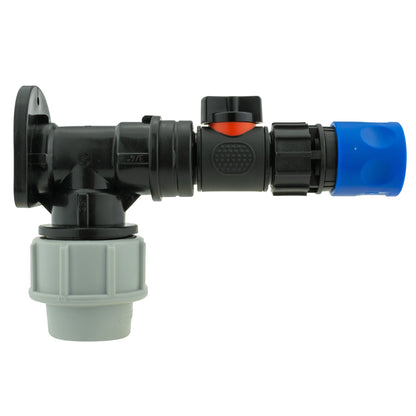 25mm MDPE Wall Kit – Black Valve & Blue Female Coupling