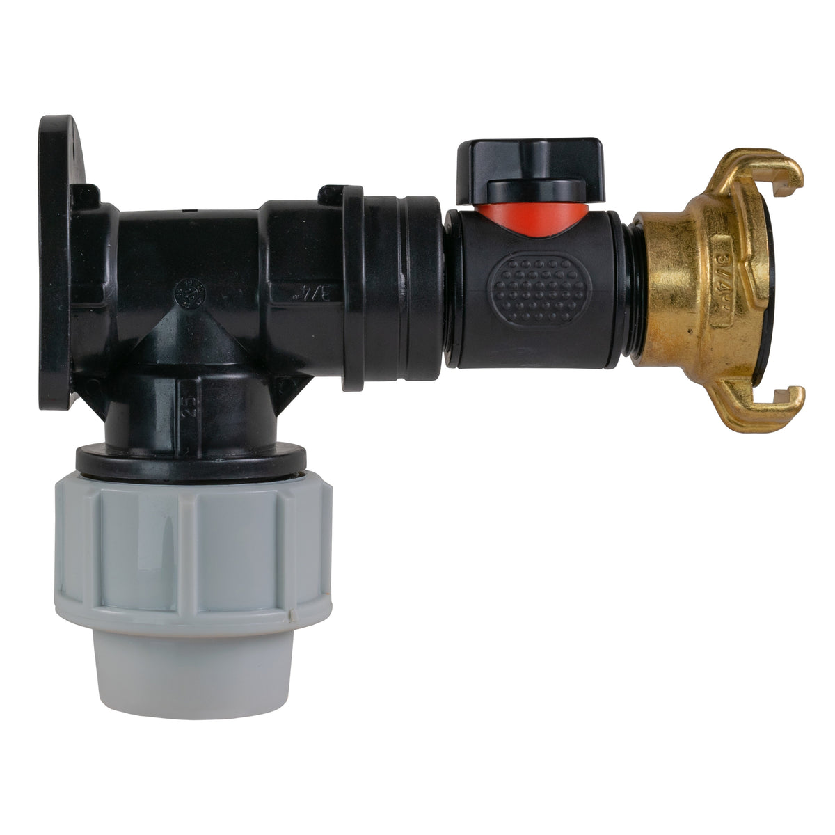 32mm MDPE Wall Kit – In-Line Valve & Brass Claw Outlet