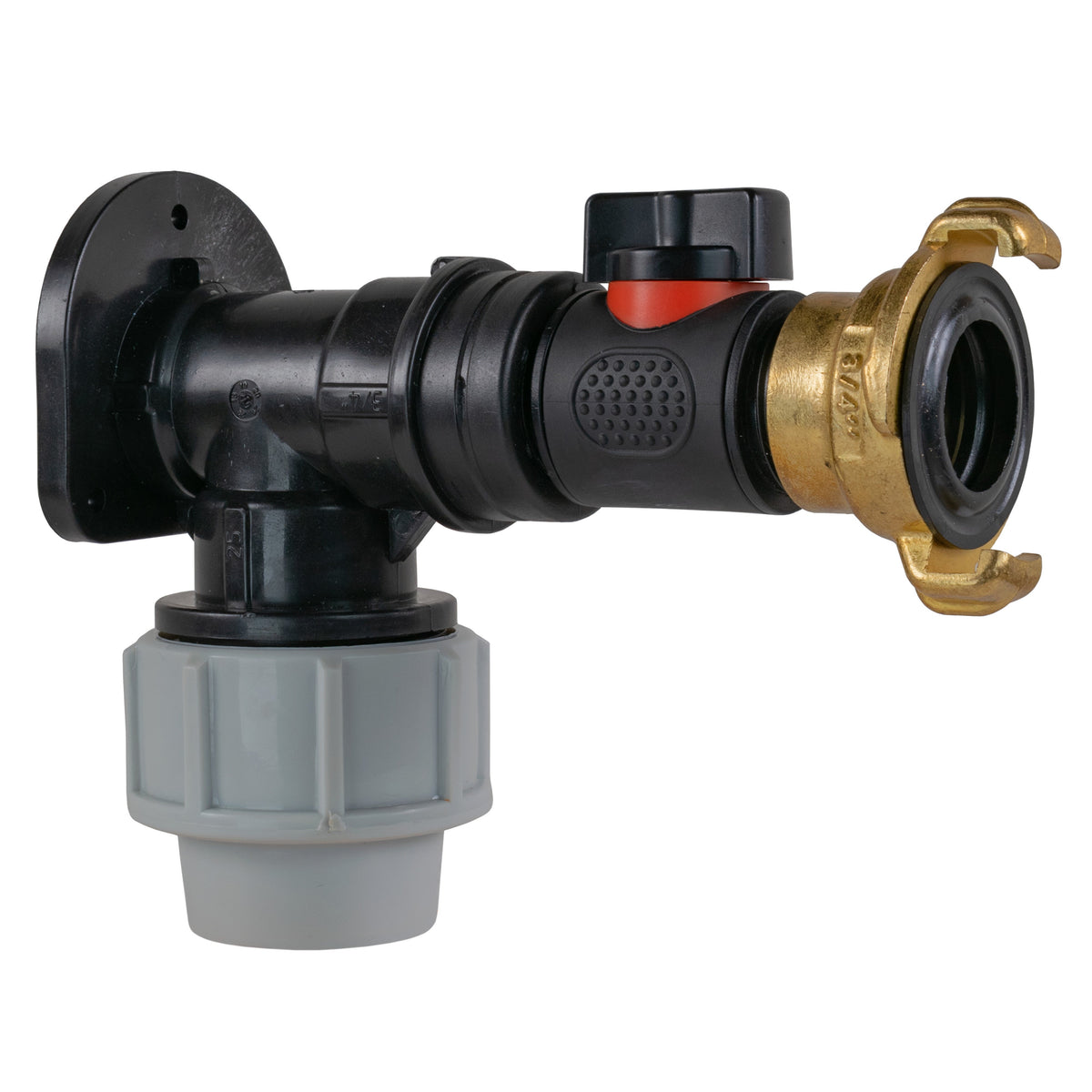 32mm MDPE Wall Kit – In-Line Valve & Brass Claw Outlet