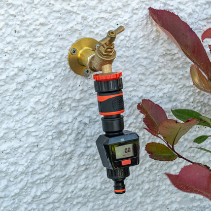 Water Flow Meter with Quick Connect Outlet (Black/Orange)