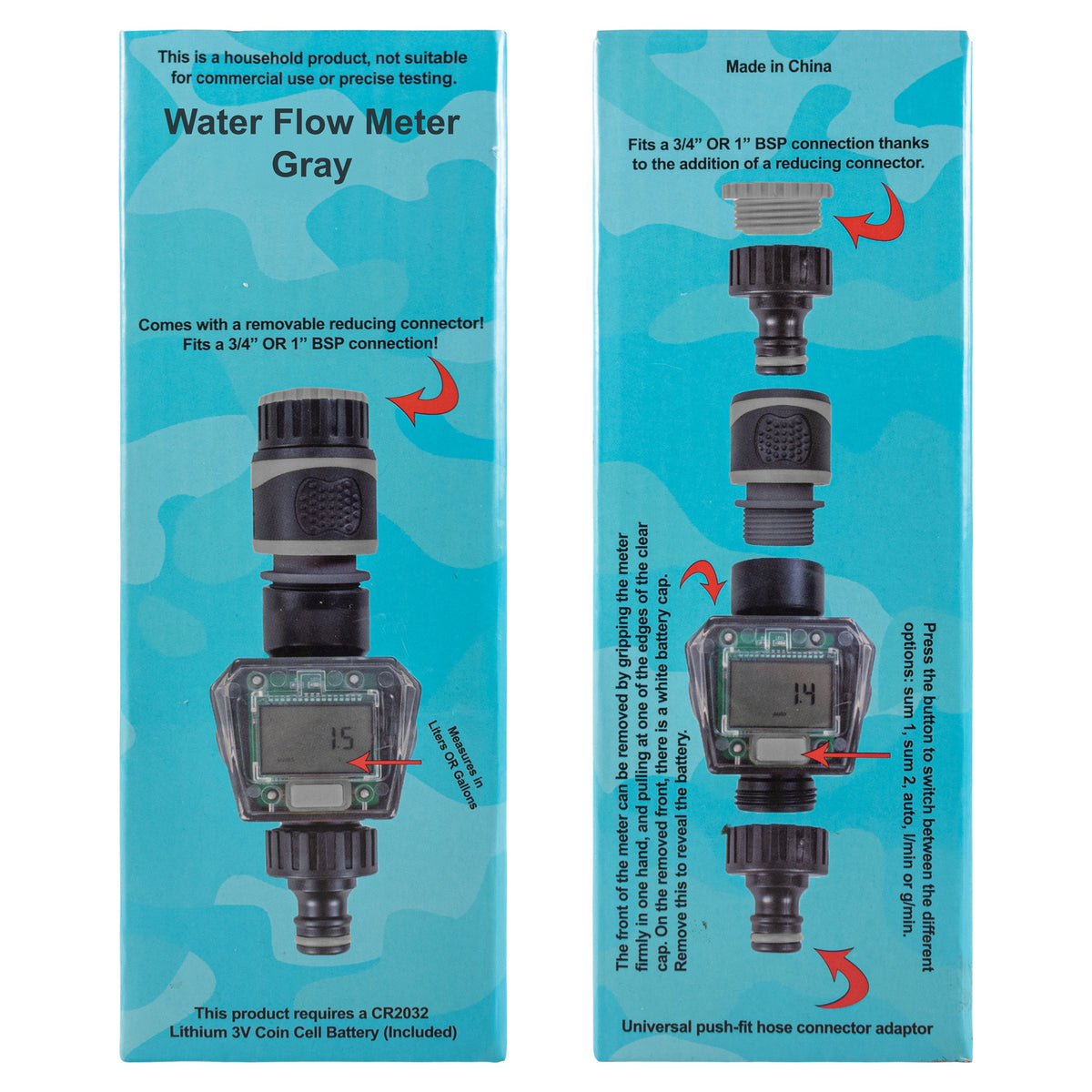 Digital Garden Water Flow Meter – Grey, BSP & Quick Adapters