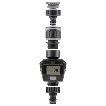 Digital Garden Water Flow Meter – Grey, BSP & Quick Adapters
