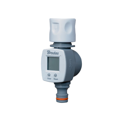 Water Flow Meter with Quick Connect Outlet (White/Grey)