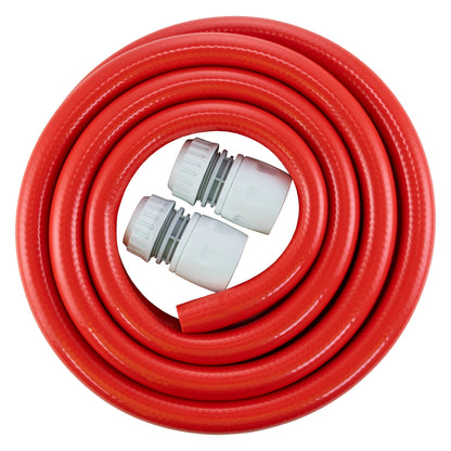 Red Reinforced ½″ Water Hose Kit with 2 Quick Connectors