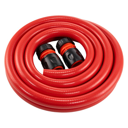 Red Water Hose Pipe with Black Hose Connectors