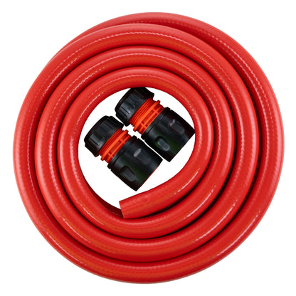 Red Water Hose Pipe with Black Hose Connectors