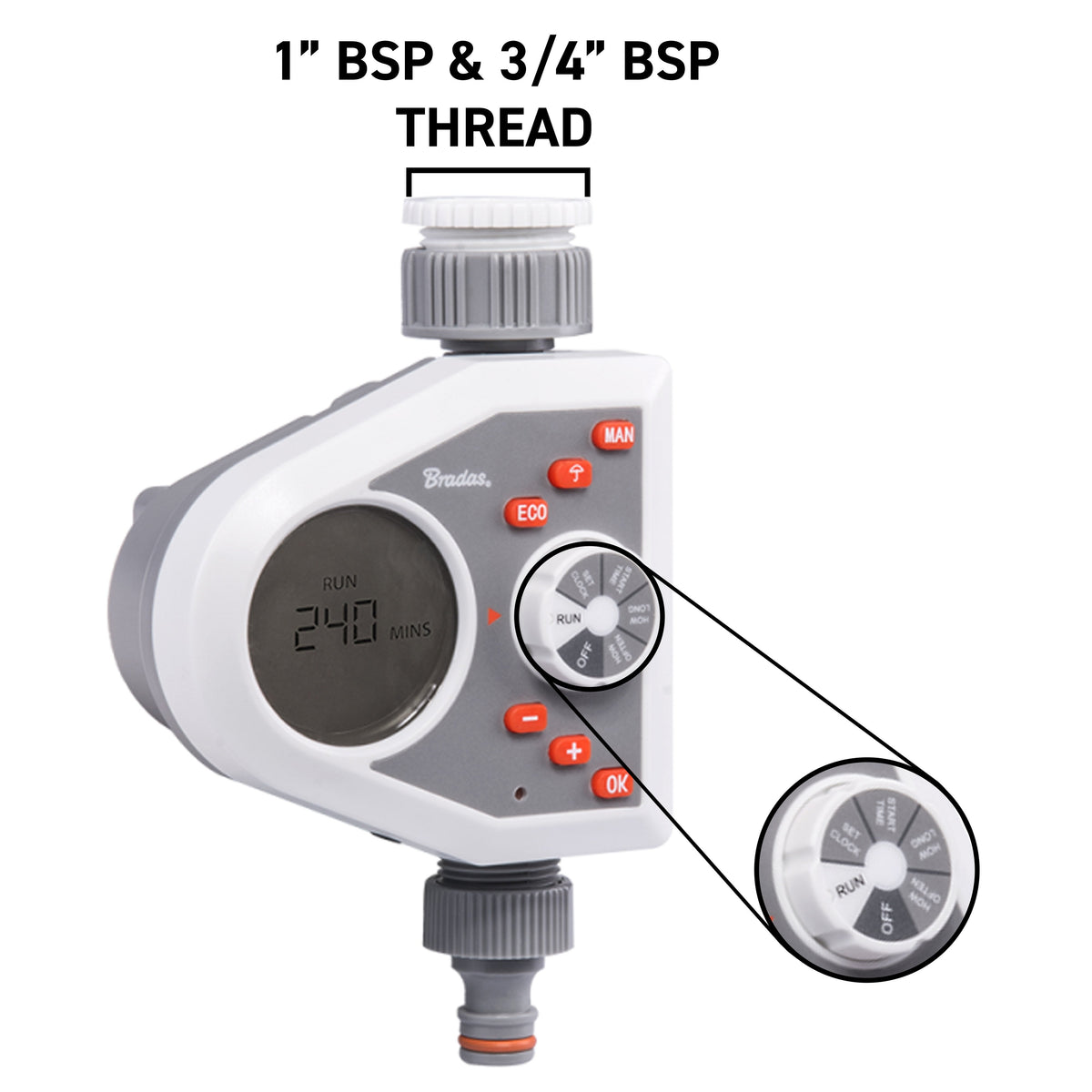 White Line 1-Zone Electronic Water Timer – LCD, 1–240 Minutes