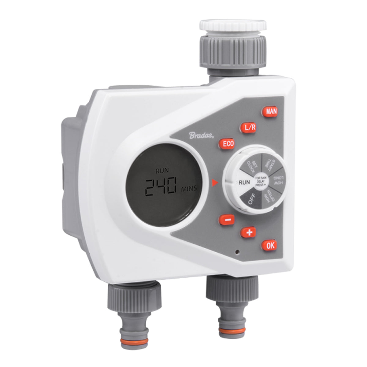 White Line 2-Zone Electronic Water Timer – LCD, 1–240 Minutes