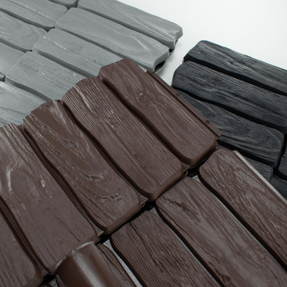 Lawn Edging, 2.32 Metres Plastic Palisade Wood Effect (Brown)