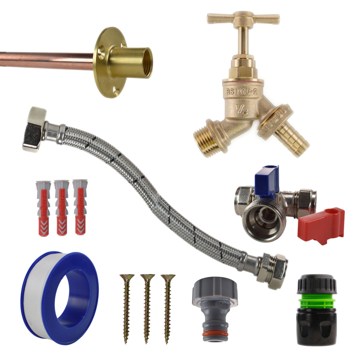 Brass Barbed Bib Tap Kit – Compression Tee
