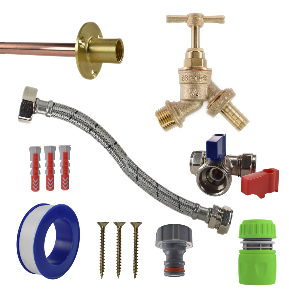 Brass Barbed Bib Tap Kit – Compression Tee