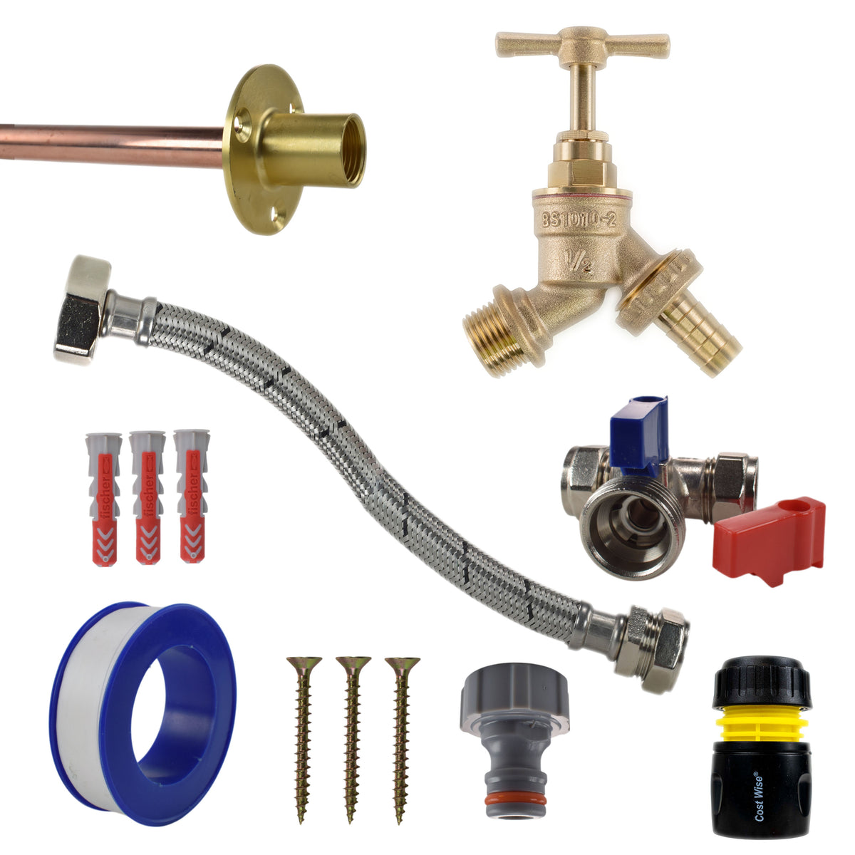 Brass Barbed Bib Tap Kit – Compression Tee