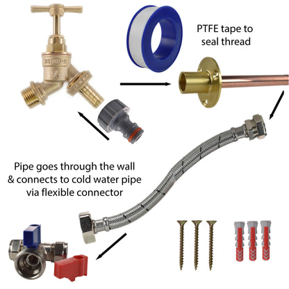 Brass Barbed Bib Tap Kit – Compression Tee