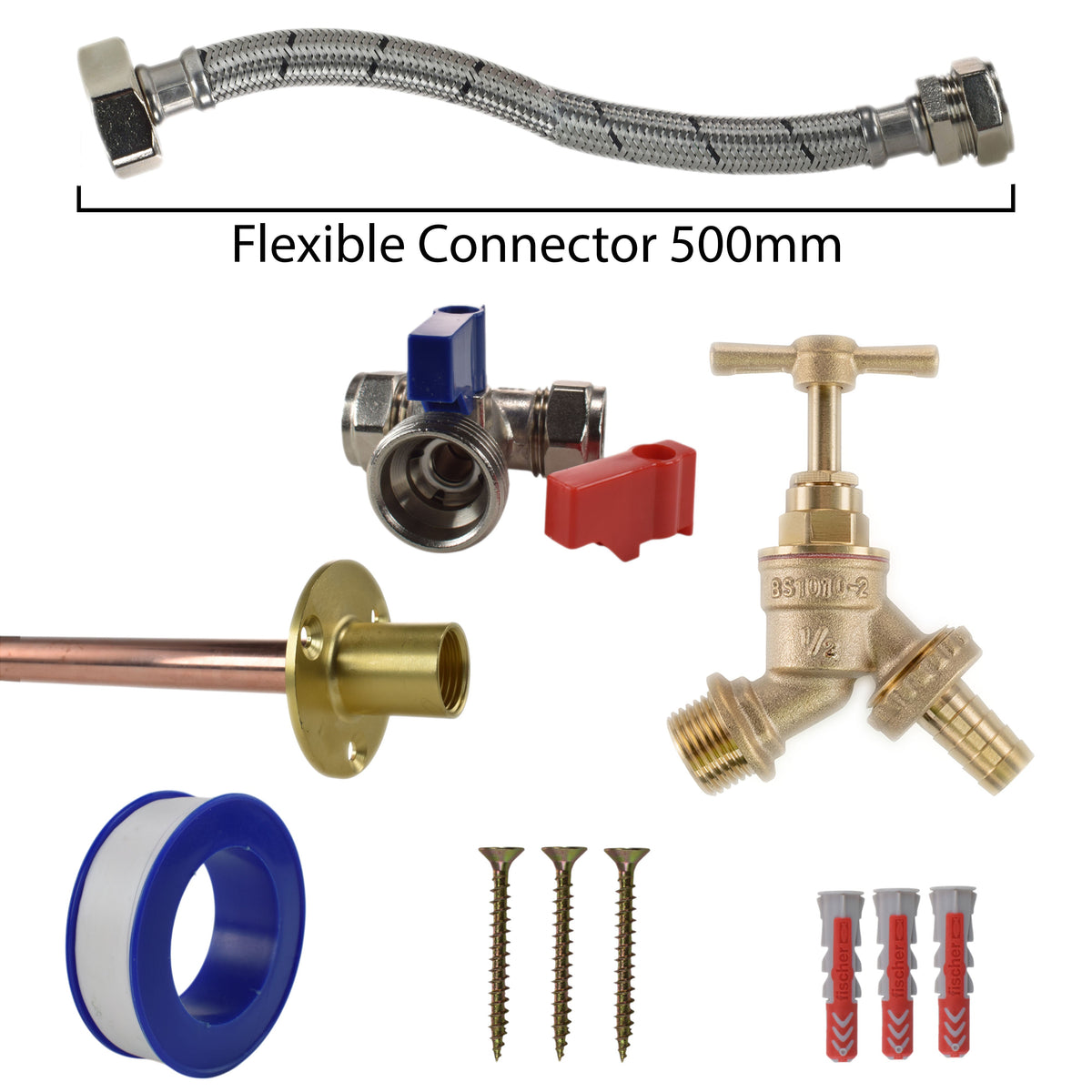 Brass Barbed Bib Tap Kit – Compression Tee